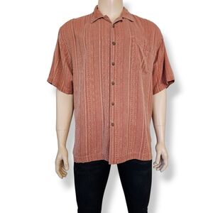 St. John's Bay Vintage Orange Washable Silk Relaxed Fit Button Down Shirt 2XL